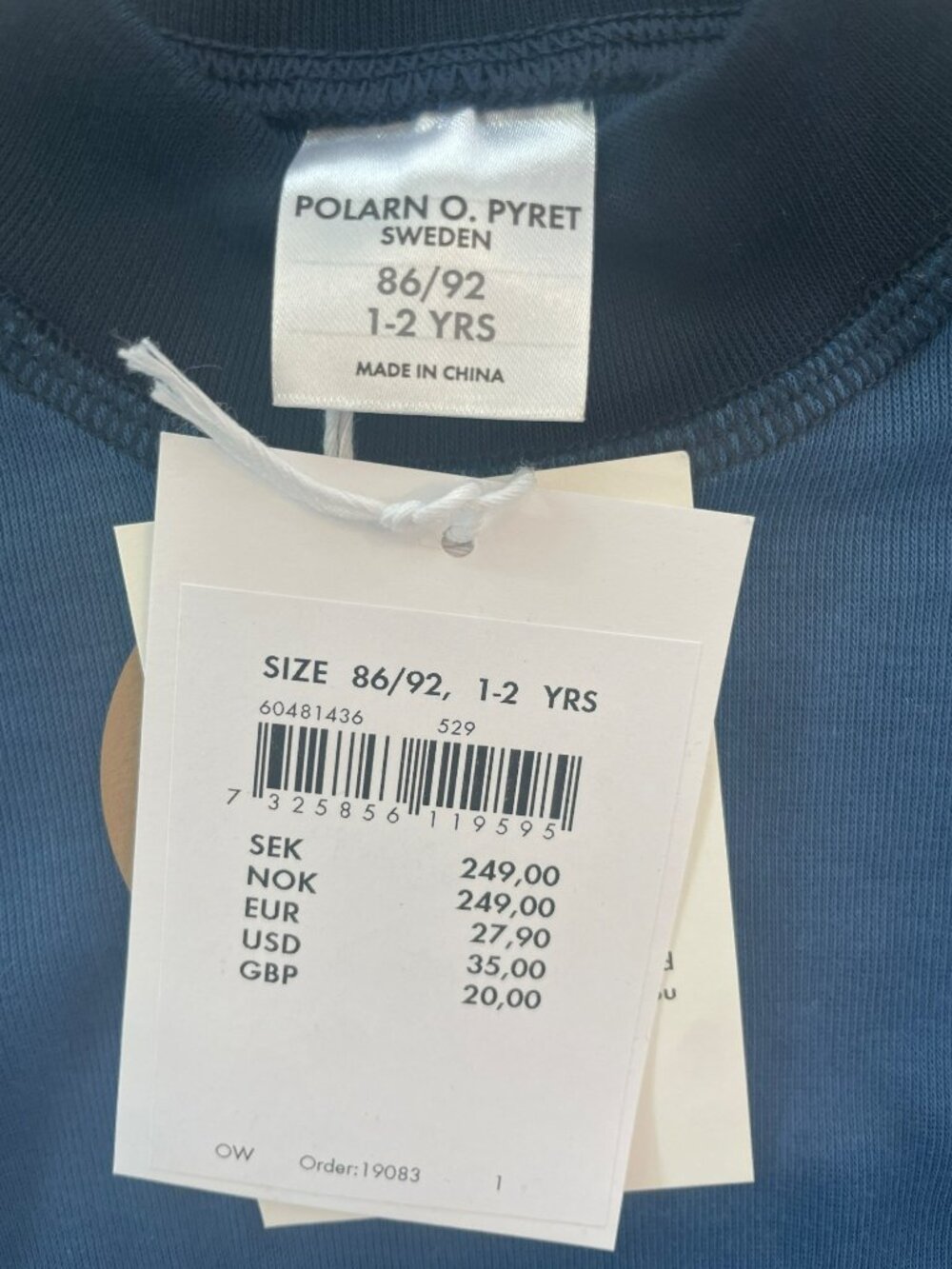 Polarn O. Pyret Sweden Toddler Long-Sleeve Shirt Blue Size Babies Sz 1-2 YRS NWT - Picture 6 of 10